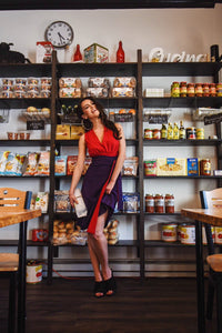 THAT DRESS~ RED AND EGGPLANT